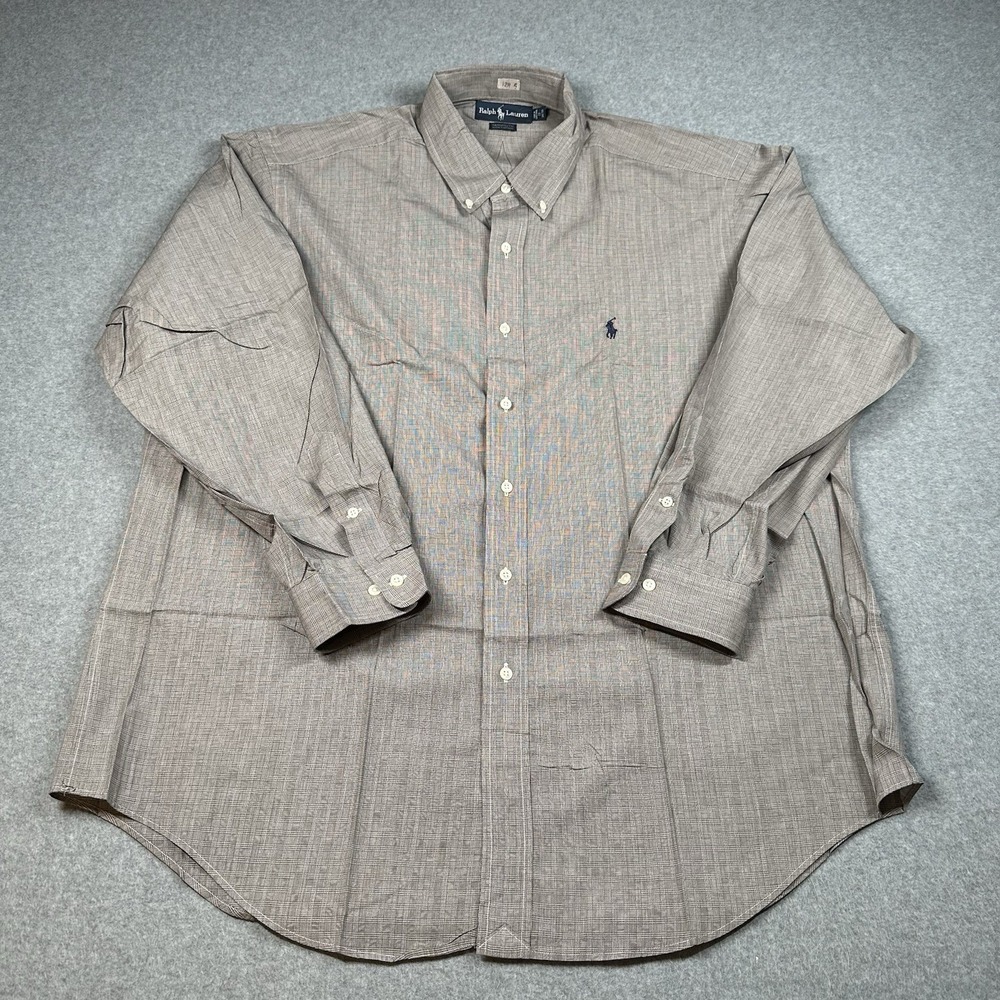 Vintage Polo Ralph Lauren Yarmouth 17 34 Plaid Button Down Shirt USA Monogram